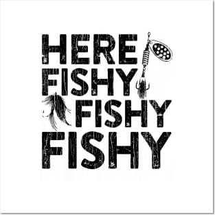 Here Fishy Fishy Fishy // Black Posters and Art